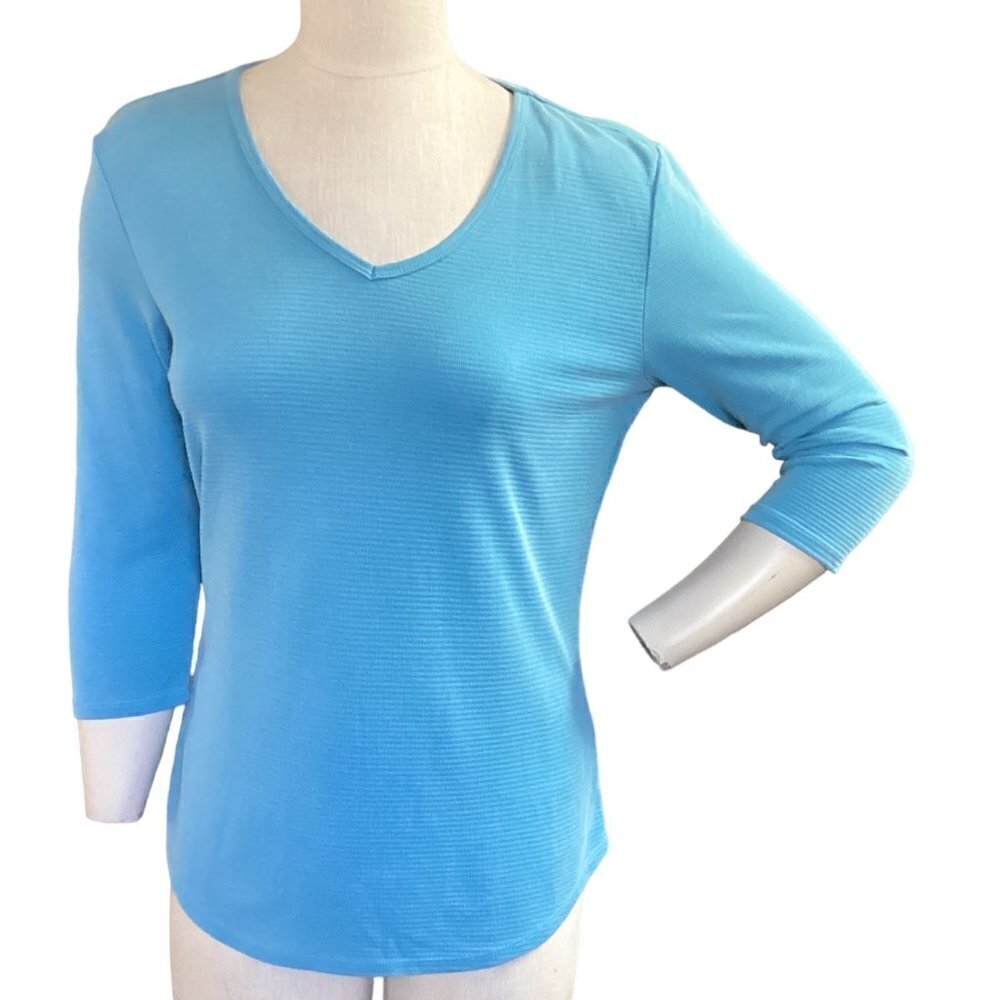 Segments Essentials V-Neck 3/4-Sleeve Top Women's Sz S 149i‎
